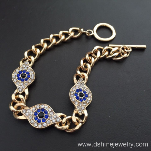 Metal Bangles Gold Evil Eye Chain Bracelet For Women Men